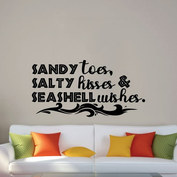 18 x 18 Design with Vinyl Top Selling Decals Sandy Toes Salty Kisses Seashell Wishes Wall Art Multi 